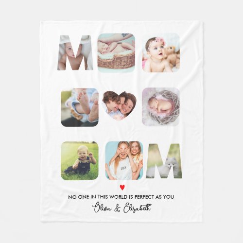 Mothers Day Gift Mom Birthday Family Photo Custom  Fleece Blanket