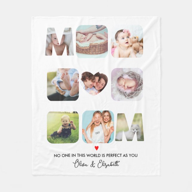 Mothers Day Gift Mom Birthday Family Photo Custom  Fleece Blanket (Front)
