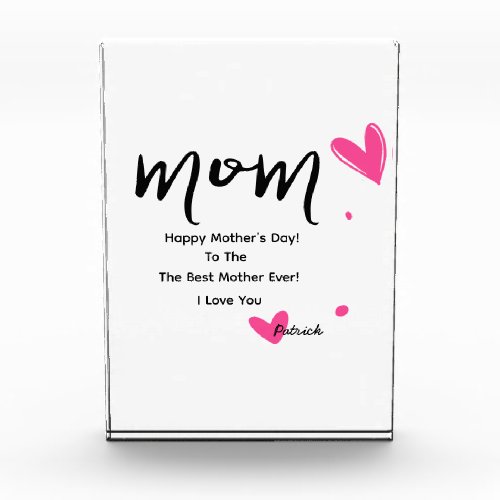 Mothers Day Gift Mom Mother Pink Hearts Photo Block