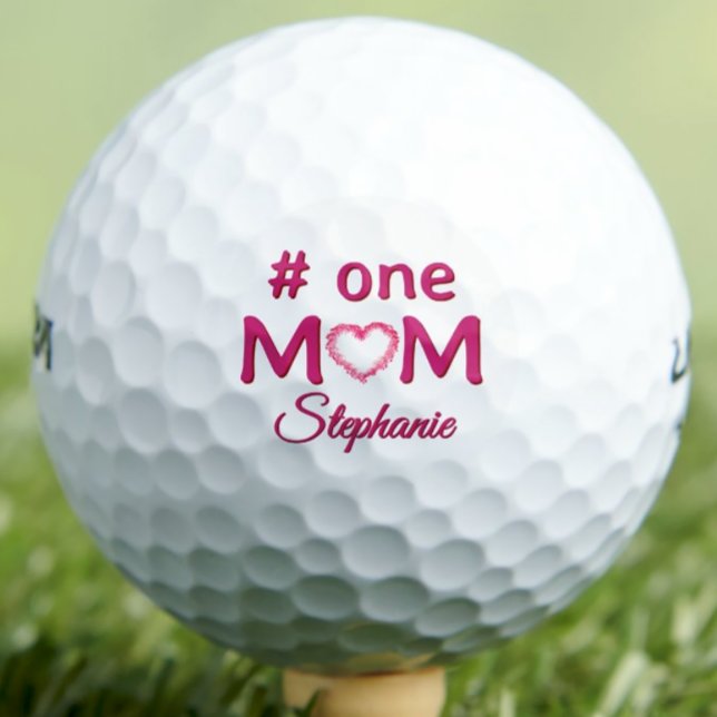 Mothers Day Gift #One MOM Pink Personalized Golf B Balls (Creator Uploaded)