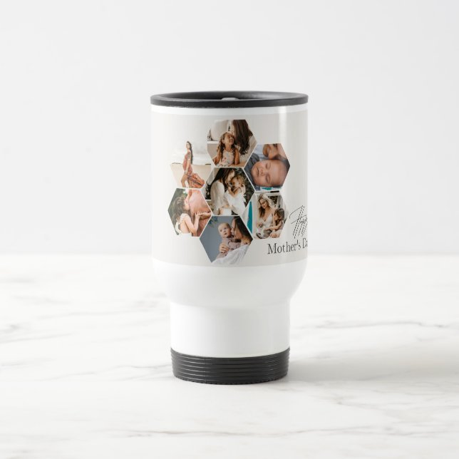 Mother's Day Gift Personalized MOMMY Photo Collage Travel Mug (Center)