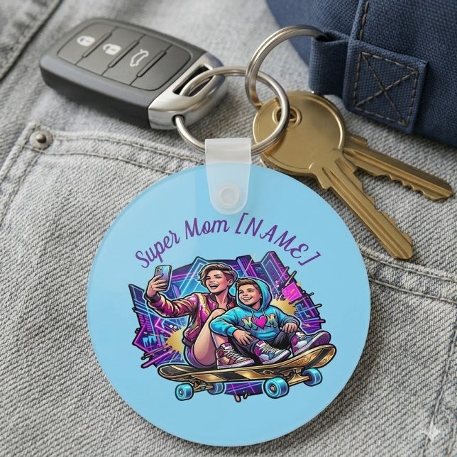 Mother's Day Gift Personalized Neon Mom Son Keyrin Keychain (Creator Uploaded)