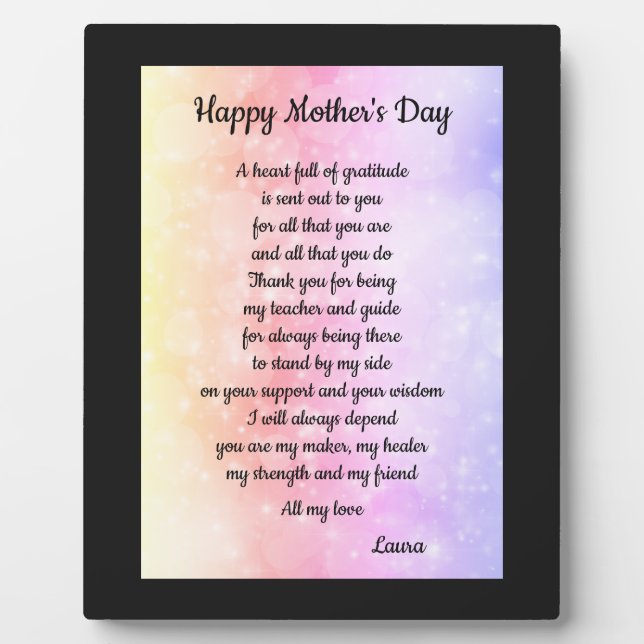 Mother's Day gift Plaque (Front)