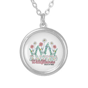 Mother's Day Gift   Raising Wildflower Mom Of Girl Silver Plated Necklace