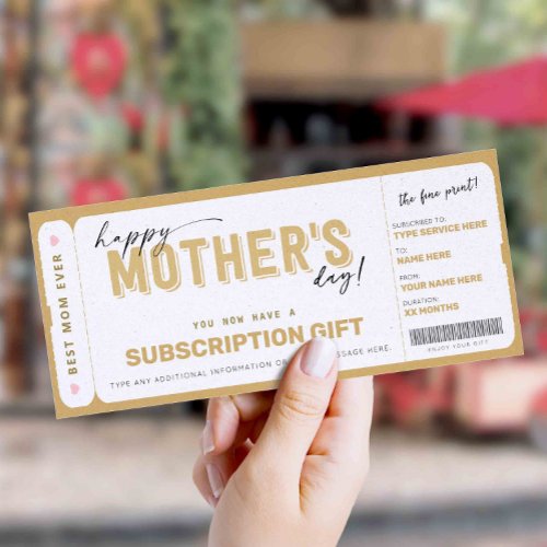 Mothers Day Gift Subscription Gift Box Voucher  Invitation