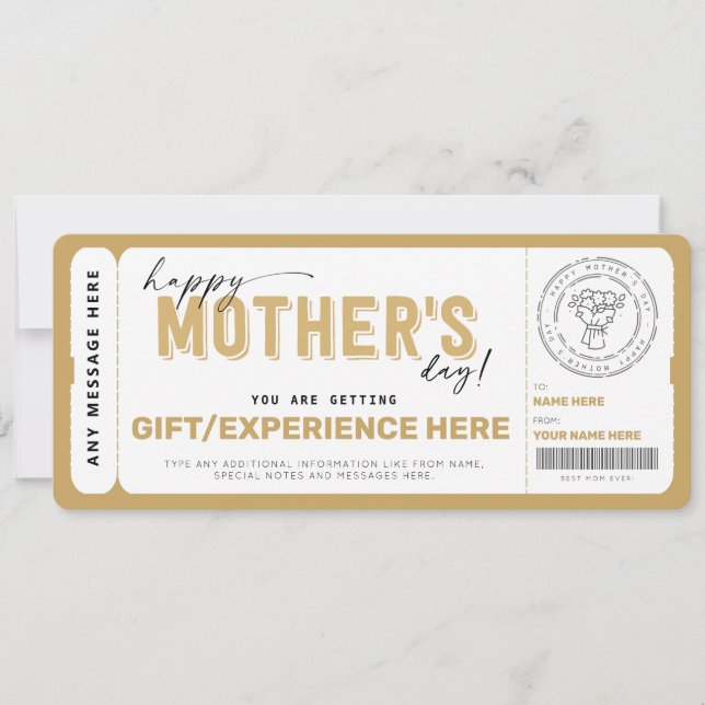 Mother's Day Gift Ticket Certificate Template (Front)