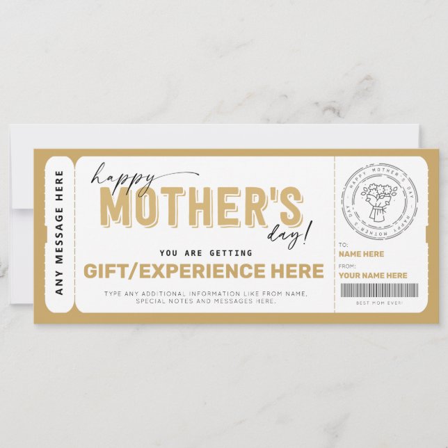 Mother's Day Gift Ticket Certificate Template (Front)