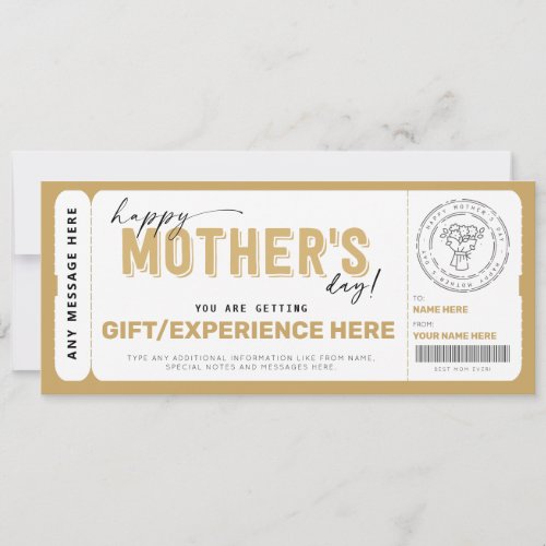 Mothers Day Gift Ticket Certificate Template