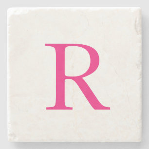 Mother's Day Gifts Birthdays Pink Monogram Name  Stone Coaster