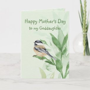 Mother's Day Goddaughter Chickadee Garden Bird Card