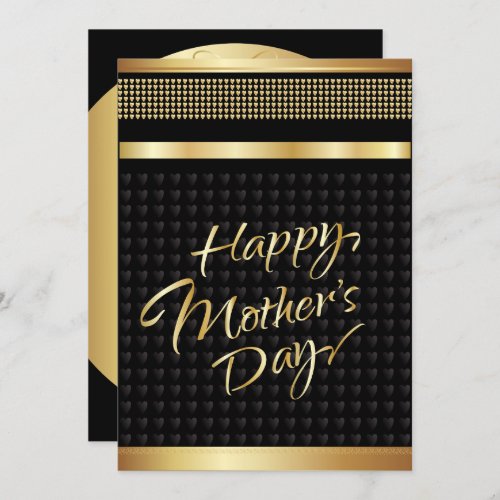 Mothers Day Gold Lettering Elegant Black Luxury Invitation