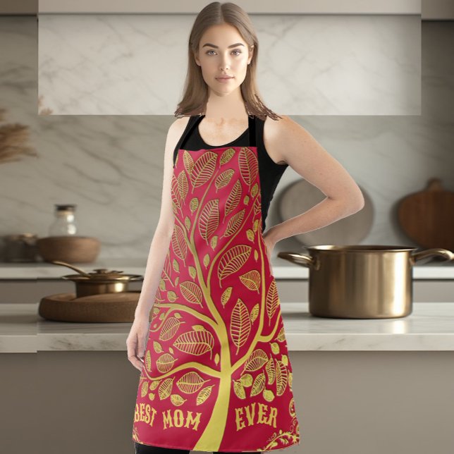 Mother's Day Gold Tree Of Life Best Mom Ever Chef Apron (Mother's Day Gold Tree Of Life Best Mom Ever Chef Apron)