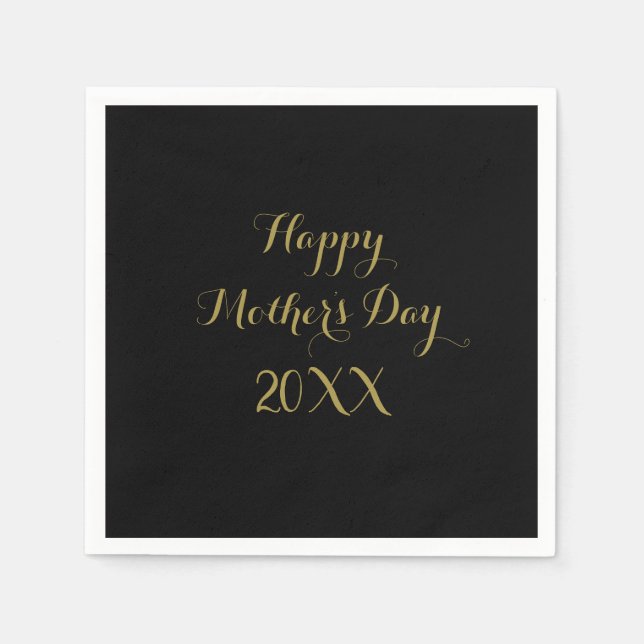 Mother's Day Golden Gold Black Elegant 2023 Napkins (Front)