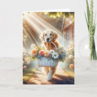 Mother's Day Golden Retriever With Flower Basket