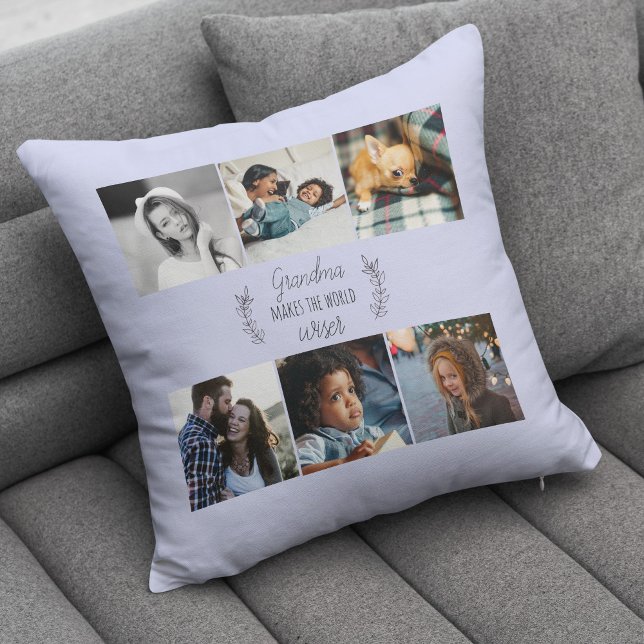 Mother's day grandma keepsake family photo collage throw pillow (Creator Uploaded)
