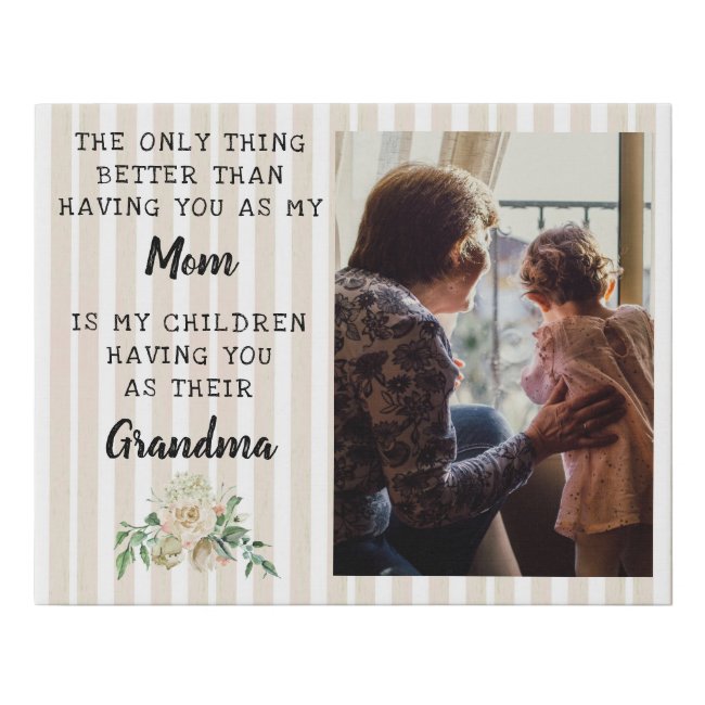 Mother's Day Grandma Photo Gift Faux Canvas Print