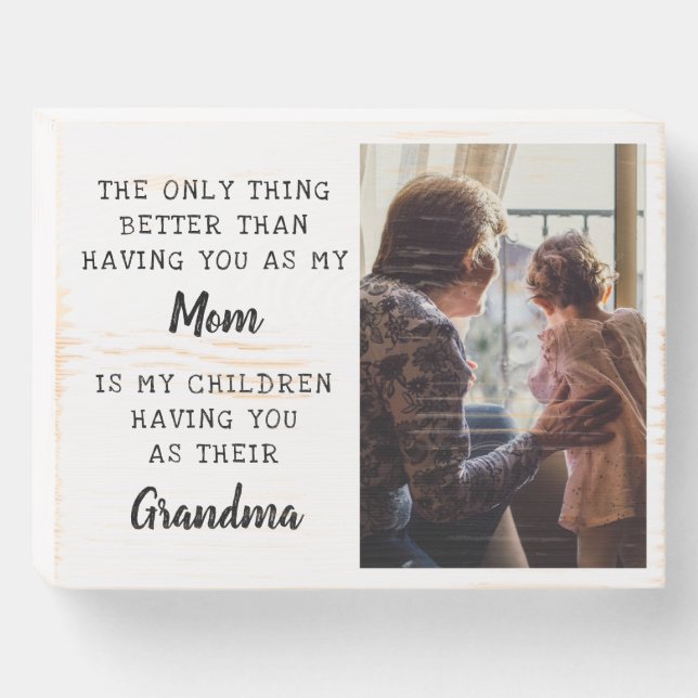 Mother's Day Grandma Photo Gift Wooden Box Sign (Front Horizontal)