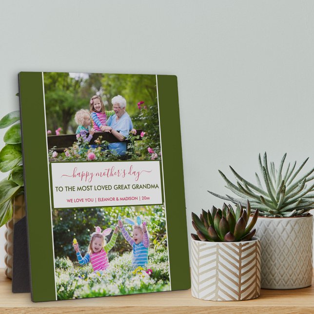 Mothers Day Great Grandma 2 Photo Personalized Plaque (Creator Uploaded)