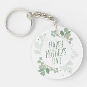 Mother's Day Green Leaves Wreath   Keychain
