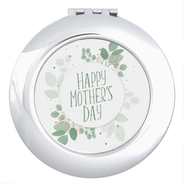 Mother's Day Green Leaves Wreath | Mirror (Front)