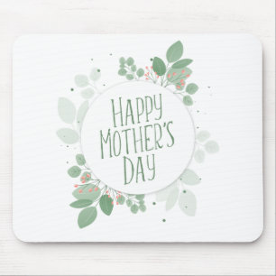 Mother's Day Green Leaves Wreath Mousepad