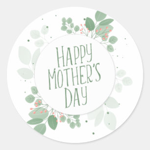 Mother's Day Green Leaves Wreath Sticker