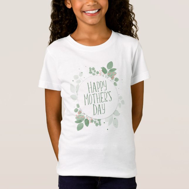 Mother's Day Green Leaves Wreath | T-Shirt (Front)