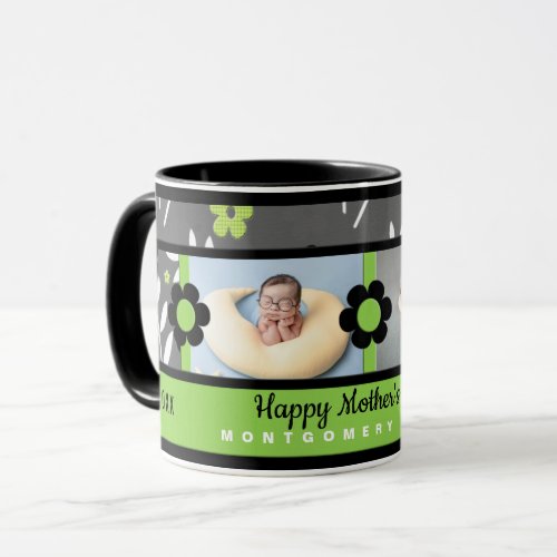 Mothers Day Green Reto Floral Theme 2_Photo Mug