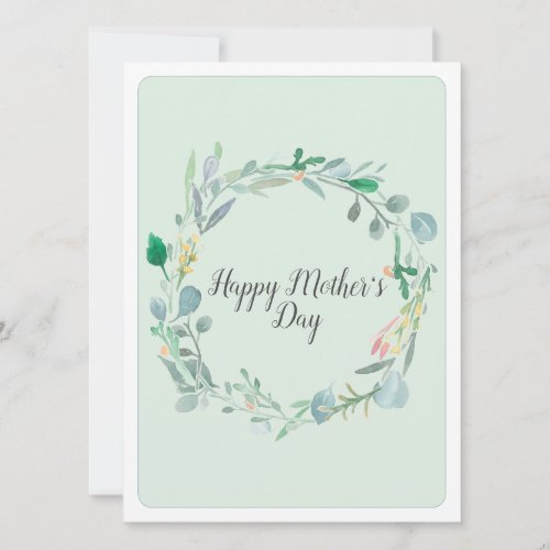 Mothers Day Greenery Flower Buds Watercolor Card