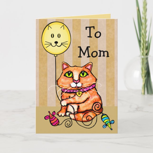 Mother's Day Greeting Card For Cat Loving Moms (Front)