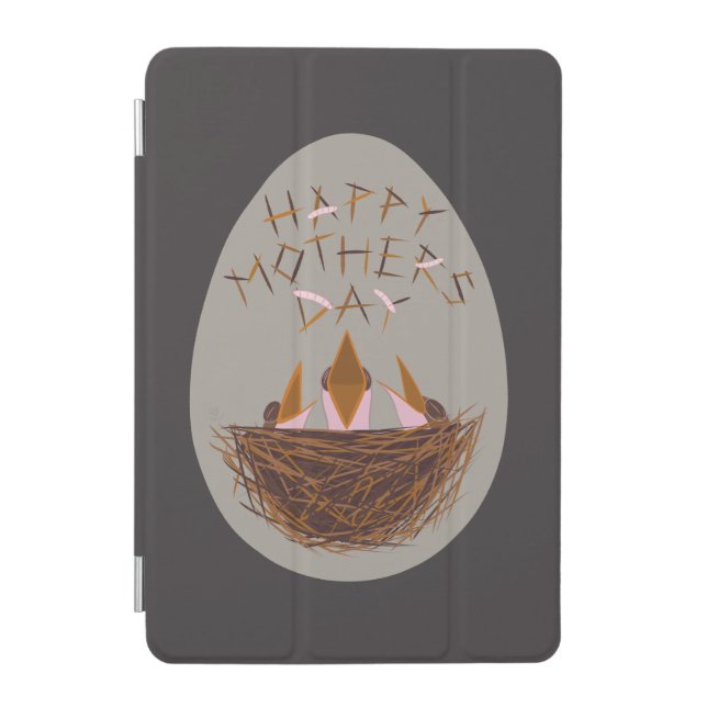 Mothers Day Greeting with Baby Birds in Nest iPad Mini Cover (Front)