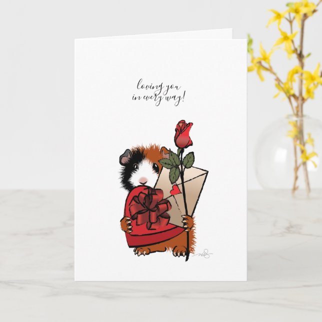 Mother's Day Guinea Pig Love Card (Yellow Flower)