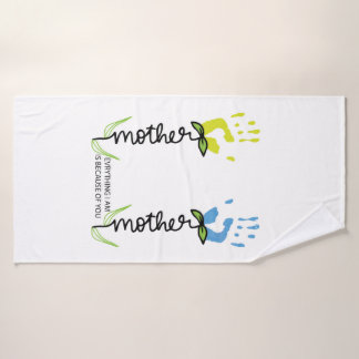 Mothers Day Handprint Personalised Bath Towel Set