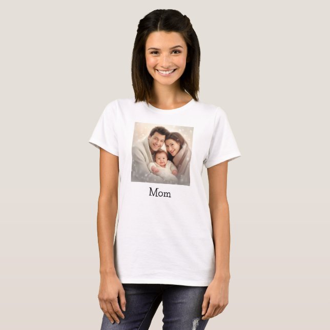 Mother's Day Happy Family Mom Custom Photo Name  T-Shirt (Front Full)