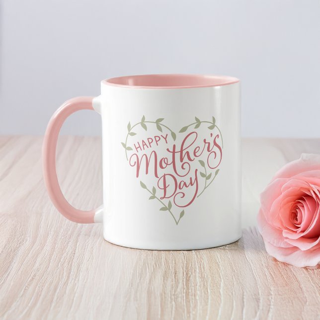 Mother's Day Heart 2 Photo Personalized Mug (Shown on an 11 oz. Combo mug)