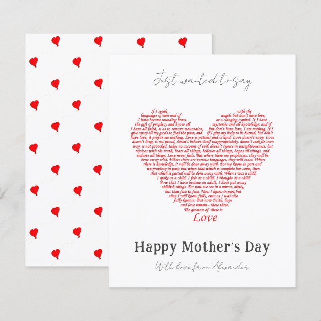 Mothers Day Heart love bible quote Budget (Front/Back)