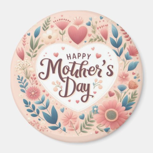 Mother's Day Heart Pastels Round Magnet