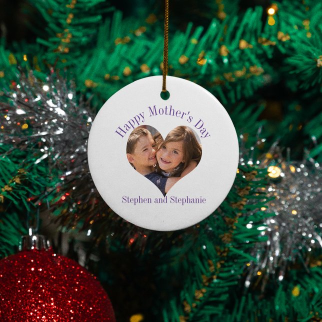 Mother's Day Heart Photo Ceramic Ornament (Creator Uploaded)