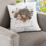 Mothers Day Heart Photo Keepsake  Throw Pillow<br><div class="desc">Create a special keepsake this mothers day, for your mom, stepmom, bonus mom, dog mom, or grandma with this elegant heart photo pillow. Personalized with a personal message / greeting and your favorite photograph. The font styles and background color can be changed by clicking on the customize further link after...</div>
