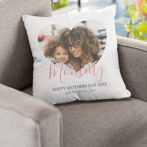 Mothers Day Heart Photo Keepsake  Throw Pillow