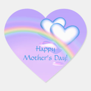 Mothers Day Hearts on Rainbow Heart Sticker