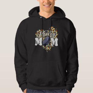 Mothers Day Hockey Mom Leopard Heart Game Day Chee Hoodie
