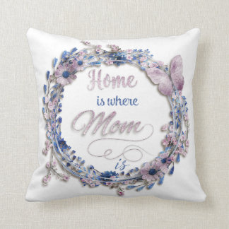 Mother's Day - "Home Is Where Mom Is" Throw Pillow