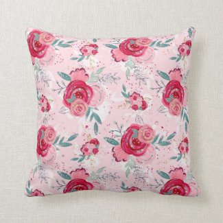 Mothers Day Hot Pink Rose  Throw Pillow