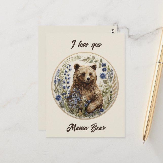 Mother's Day Hugs: A Mama Bear's Love Postcard (Front/Back In Situ)