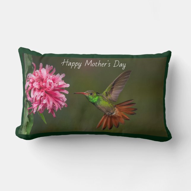 Mother's day Hummingbird Lumbar Pillow (Front)