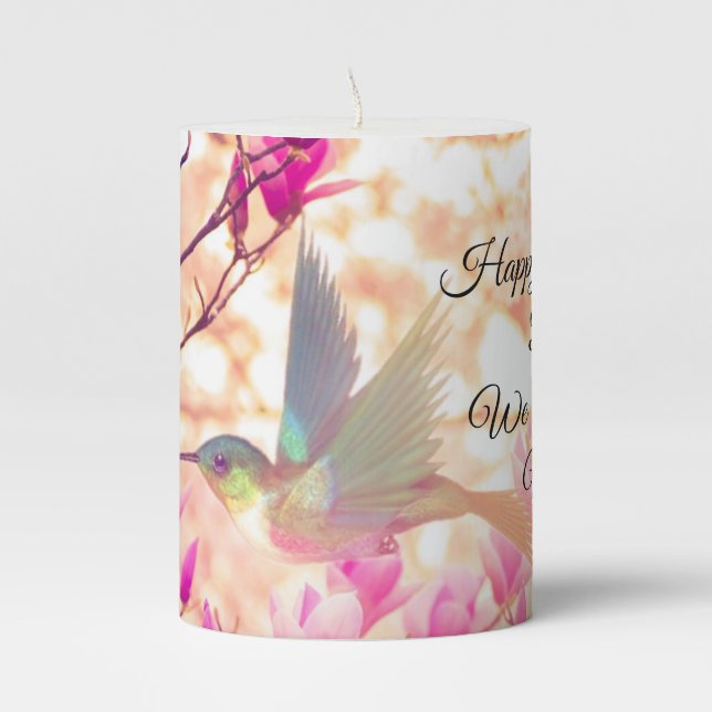 Mother's Day Hummingbird Pillar Candle (Front)