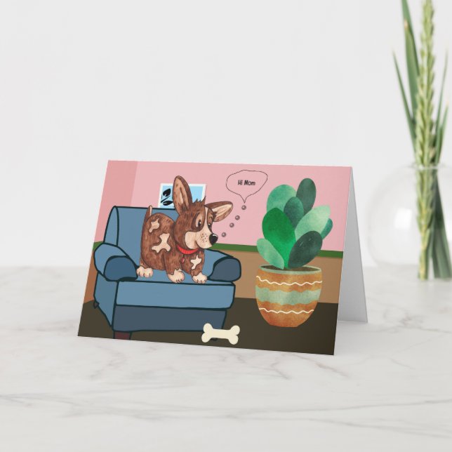 Mother's Day Humorous Card from Corgi Dog (Front)