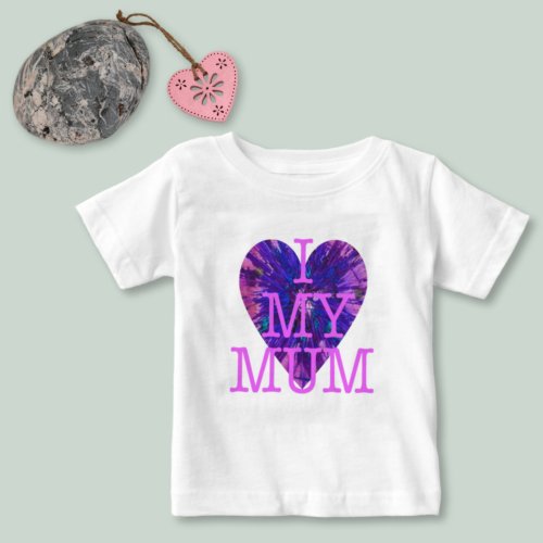 Mothers day I Love my Mum Purple watercolor Heart Toddler T_shirt