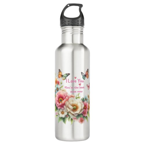 Mothers day I love you best mom ever Water Bottle